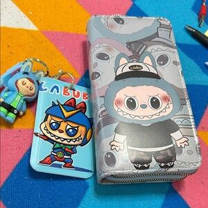 Labu Cartoon Wallet and Keychain Set
